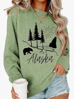 print pullover long sleeve sweatshirt